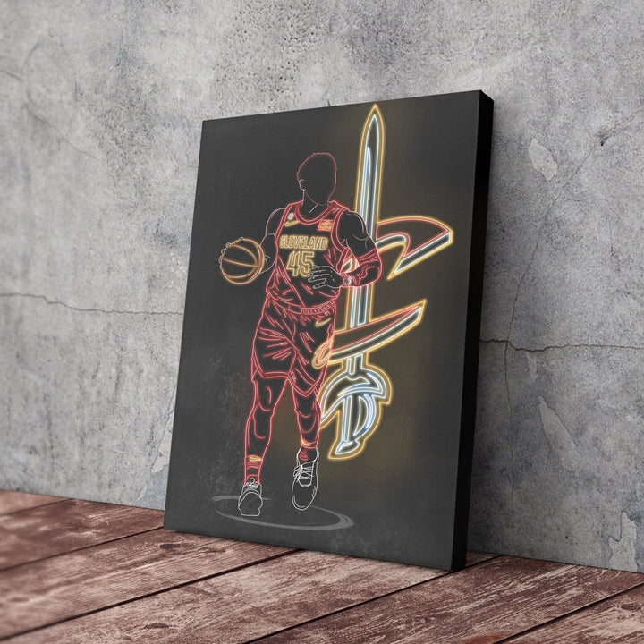 Donovan Mitchell Neon Canvas Art | Cavaliers Wall Decor - CanvasNeon