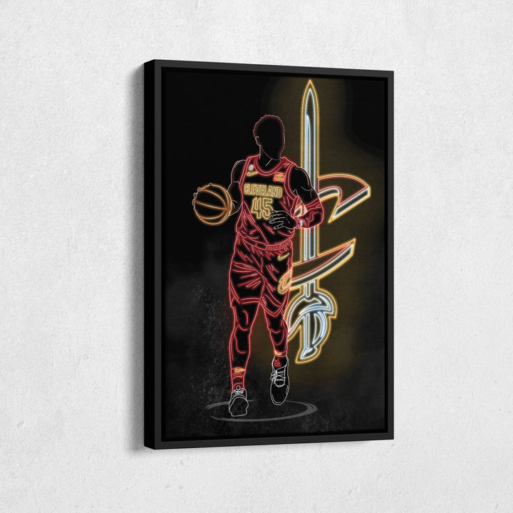 Donovan Mitchell Neon Canvas Art | Cavaliers Wall Decor - CanvasNeon