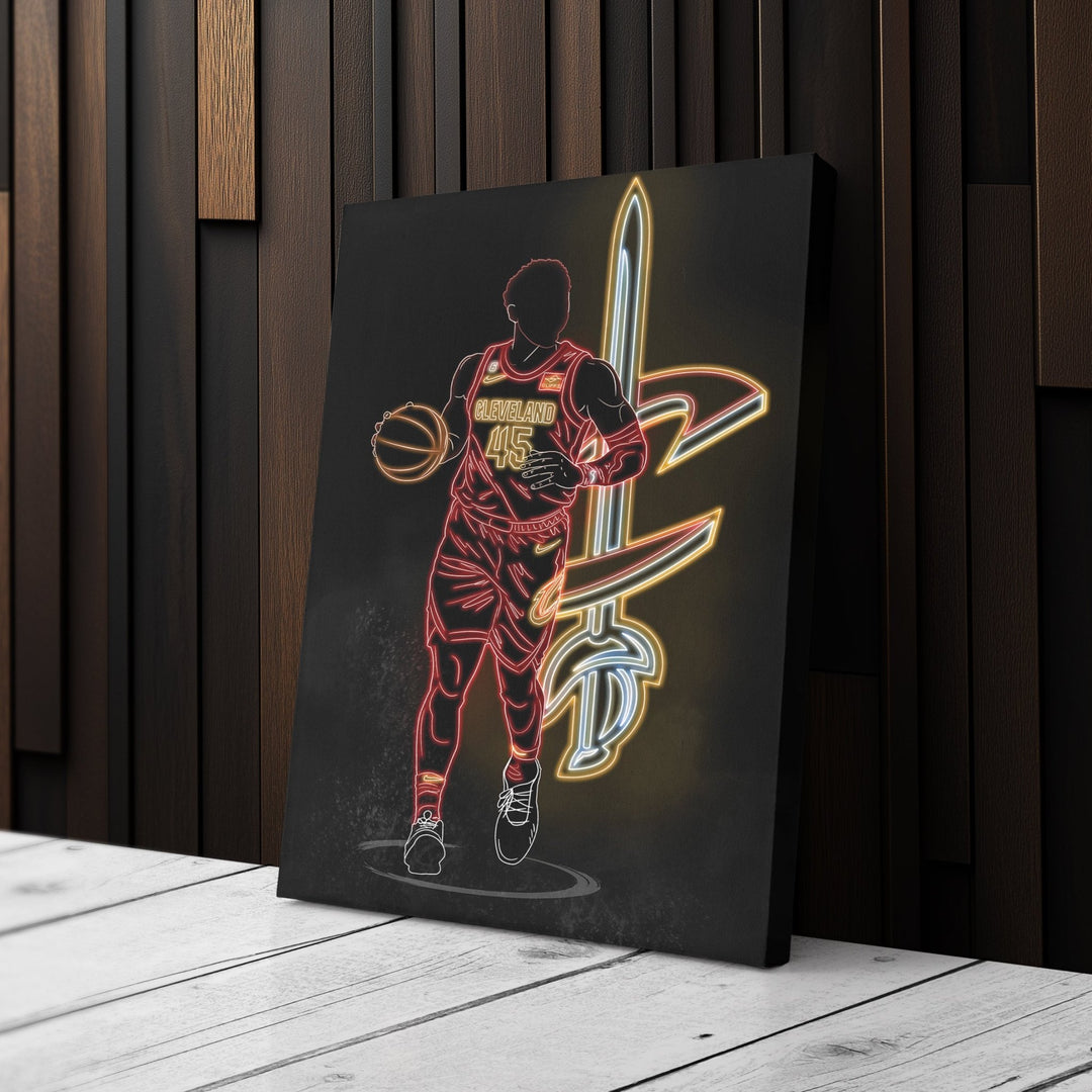 Donovan Mitchell Neon Canvas Art | Cavaliers Wall Decor - CanvasNeon