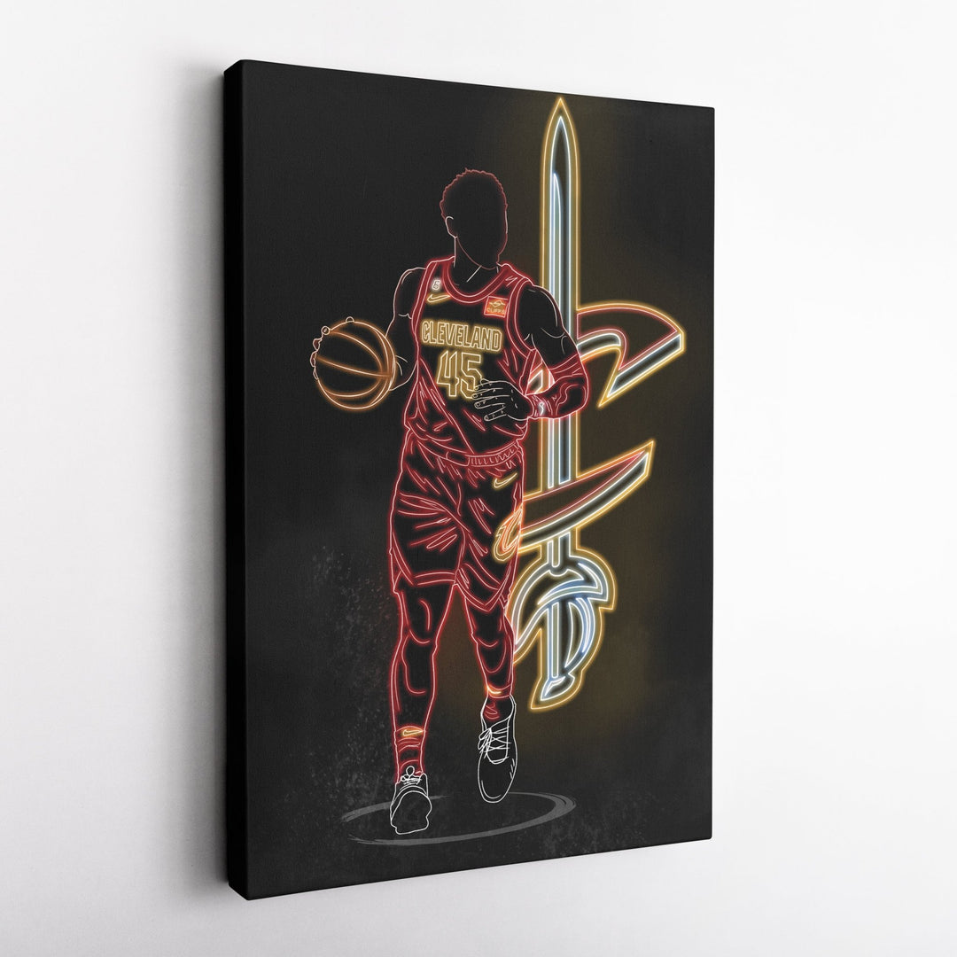 Donovan Mitchell Neon Canvas Art | Cavaliers Wall Decor - CanvasNeon