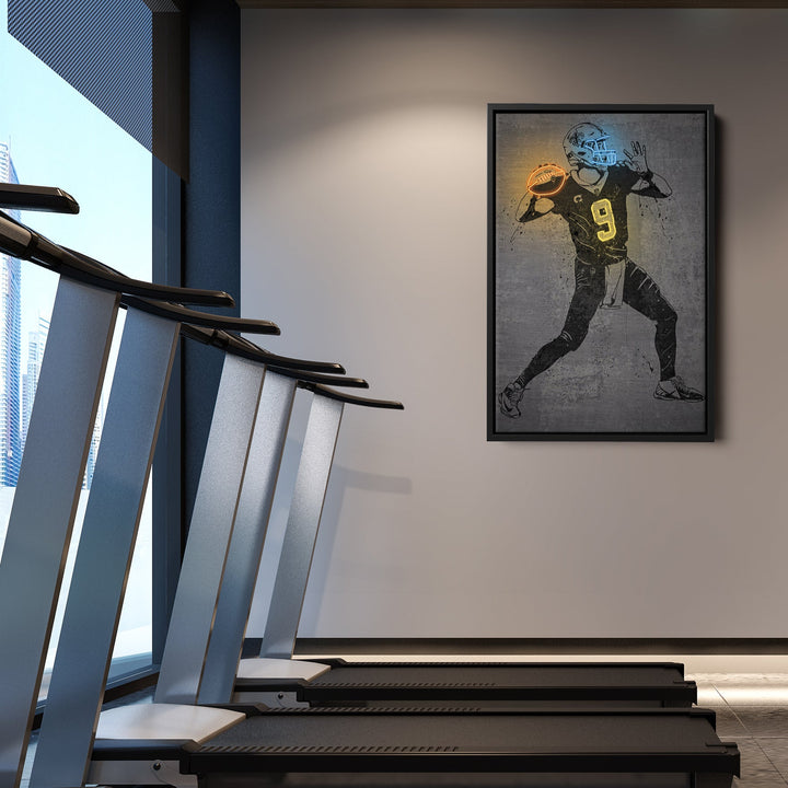 Drew Brees Neon Canvas Art | Modern Wall Decor for Saints Fans - CanvasNeon