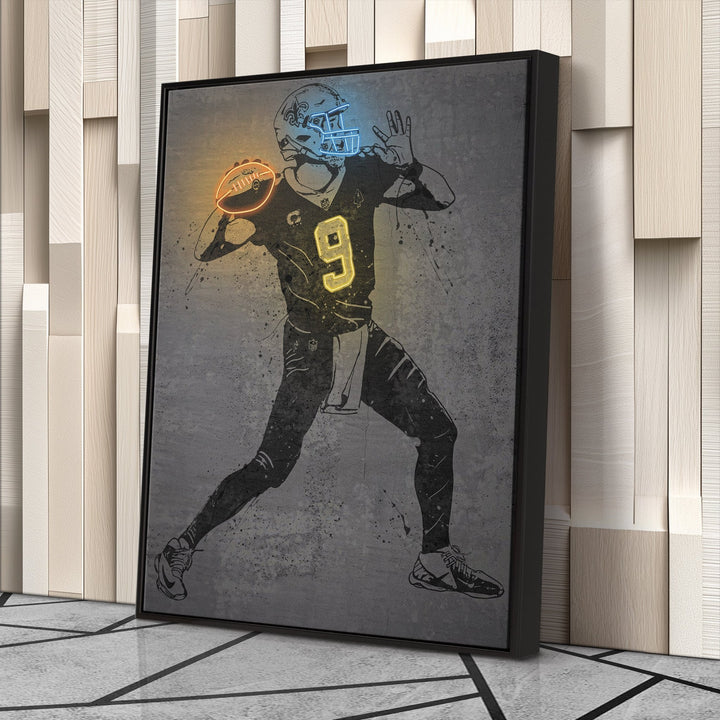 Drew Brees Neon Canvas Art | Modern Wall Decor for Saints Fans - CanvasNeon