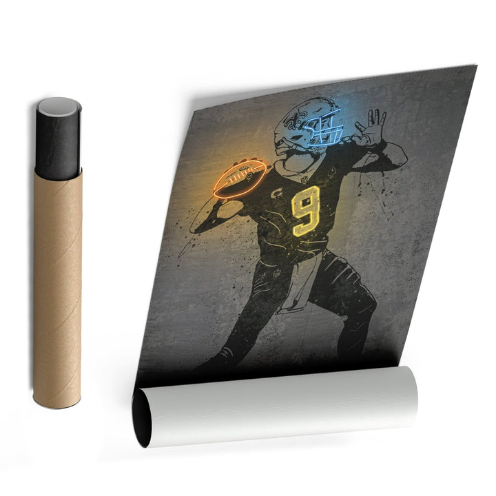 Drew Brees Neon Canvas Art | Modern Wall Decor for Saints Fans - CanvasNeon