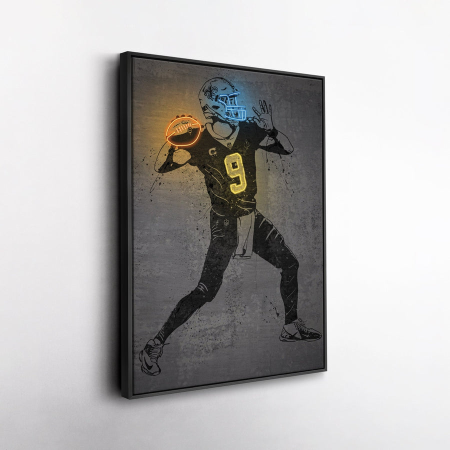 Drew Brees Neon Canvas Art | Modern Wall Decor for Saints Fans - CanvasNeon
