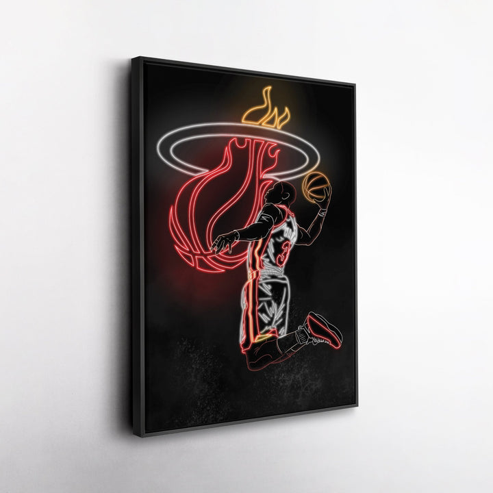 Dwyane Wade Neon Canvas Art | Heat Wall Decor - CanvasNeon