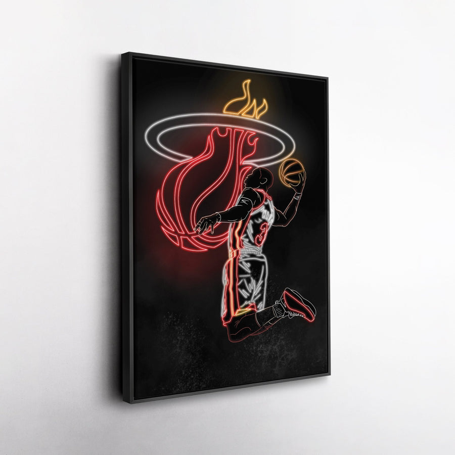 Dwyane Wade Neon Canvas Art | Heat Wall Decor - CanvasNeon