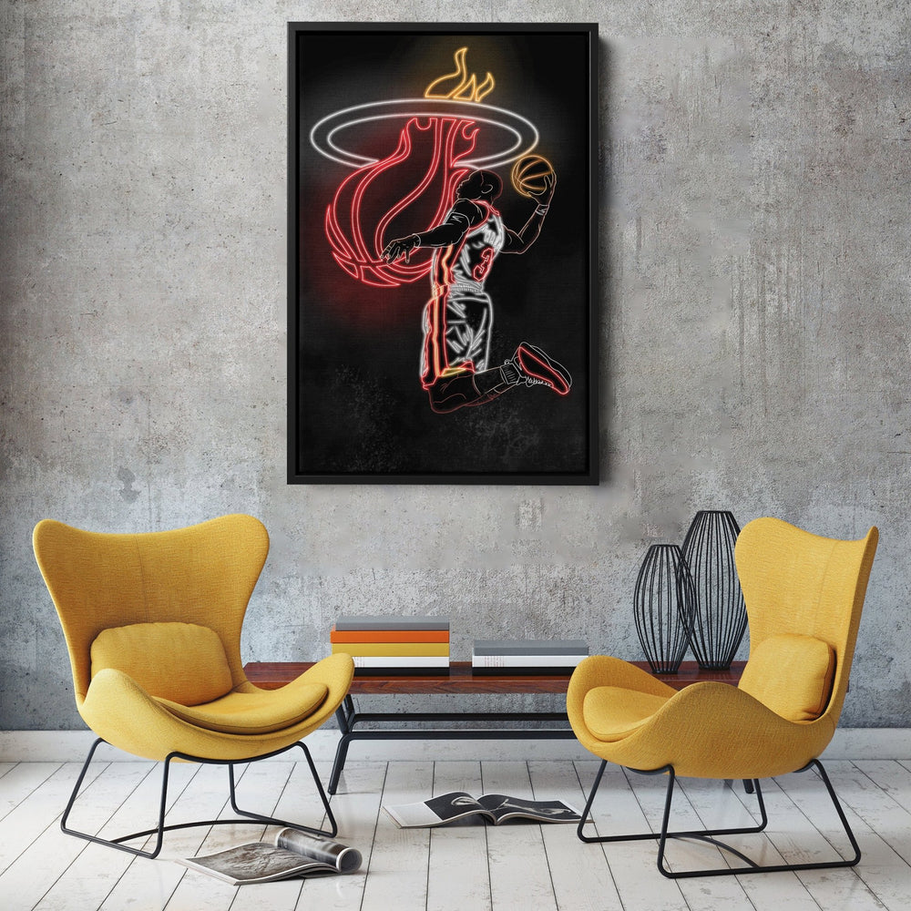 Dwyane Wade Neon Canvas Art | Heat Wall Decor - CanvasNeon