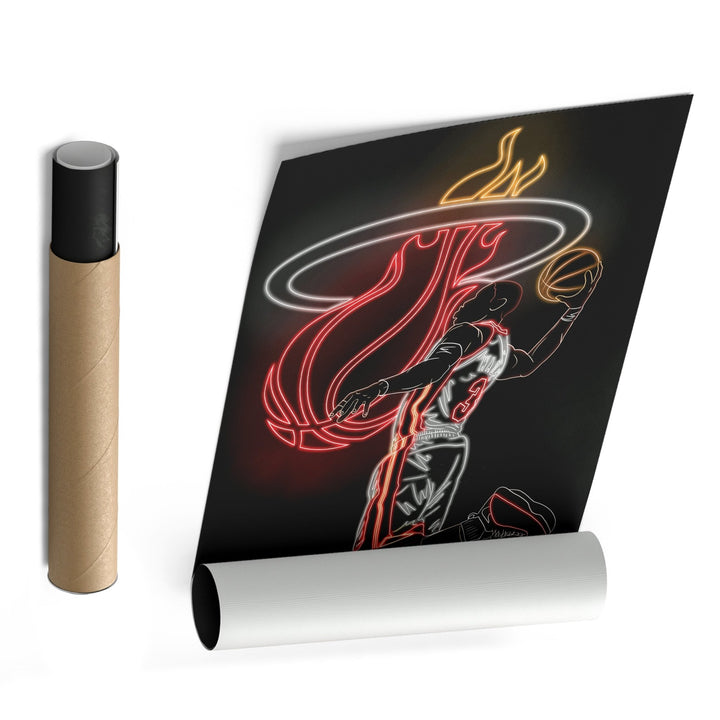 Dwyane Wade Neon Canvas Art | Heat Wall Decor - CanvasNeon
