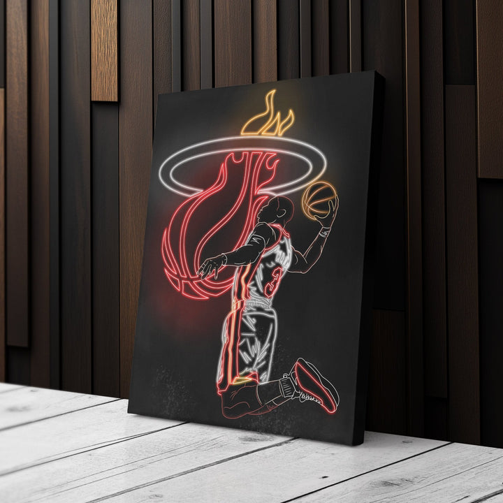 Dwyane Wade Neon Canvas Art | Heat Wall Decor - CanvasNeon