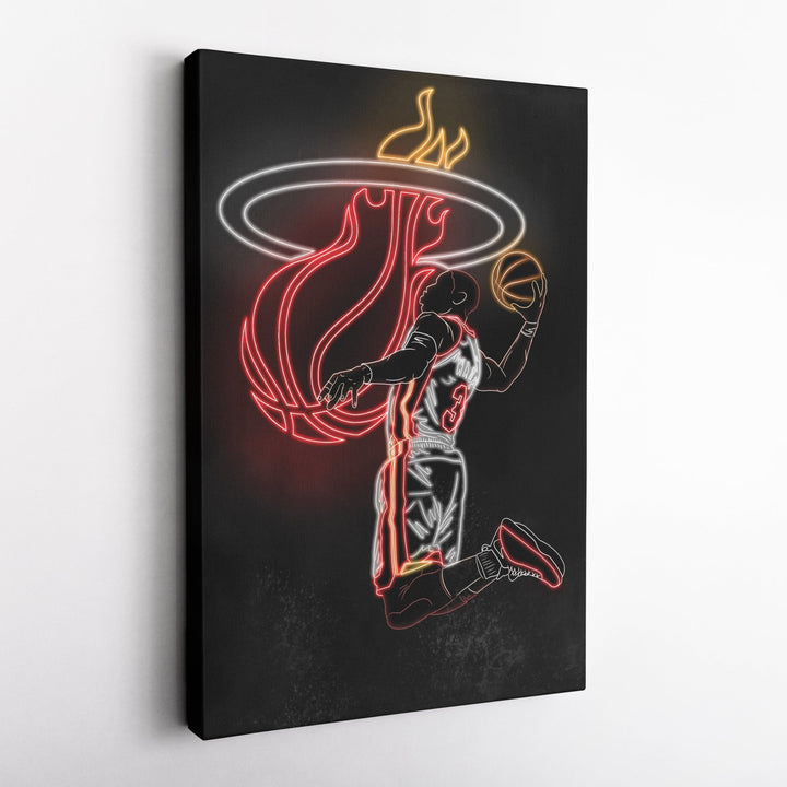 Dwyane Wade Neon Canvas Art | Heat Wall Decor - CanvasNeon