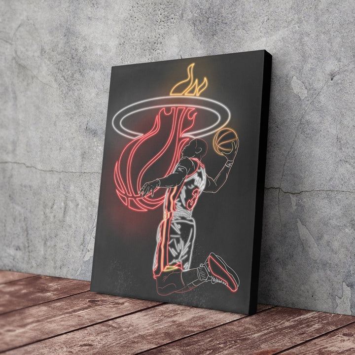 Dwyane Wade Neon Canvas Art | Heat Wall Decor - CanvasNeon