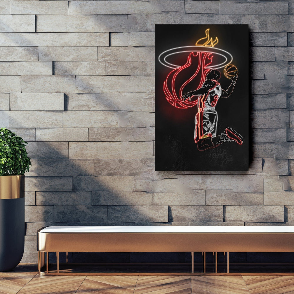 Dwyane Wade Neon Canvas Art | Heat Wall Decor - CanvasNeon