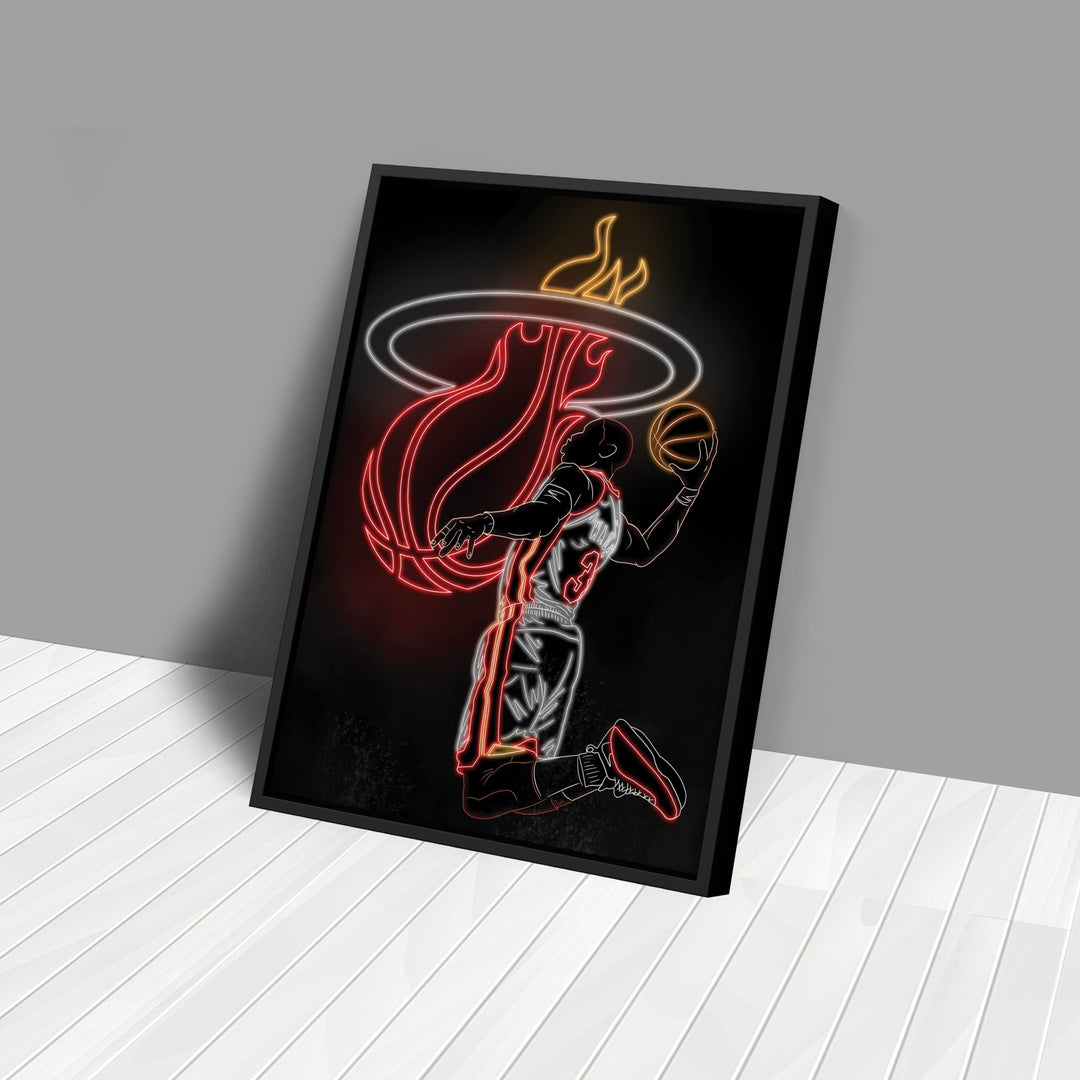 Dwyane Wade Neon Canvas Art | Heat Wall Decor - CanvasNeon