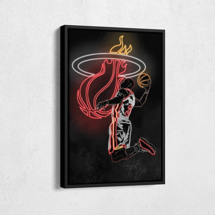 Dwyane Wade Neon Canvas Art | Heat Wall Decor - CanvasNeon