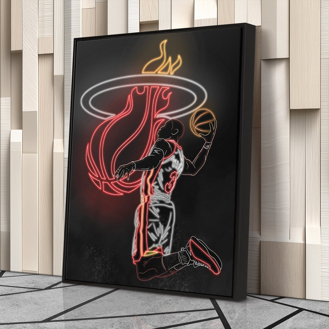 Dwyane Wade Neon Canvas Art | Heat Wall Decor - CanvasNeon