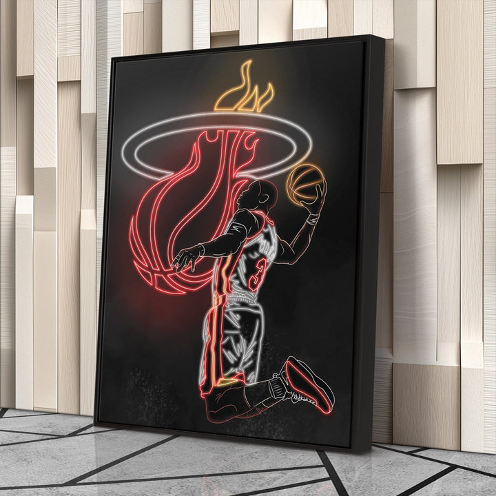 Dwyane Wade Neon Canvas Art | Heat Wall Decor - CanvasNeon
