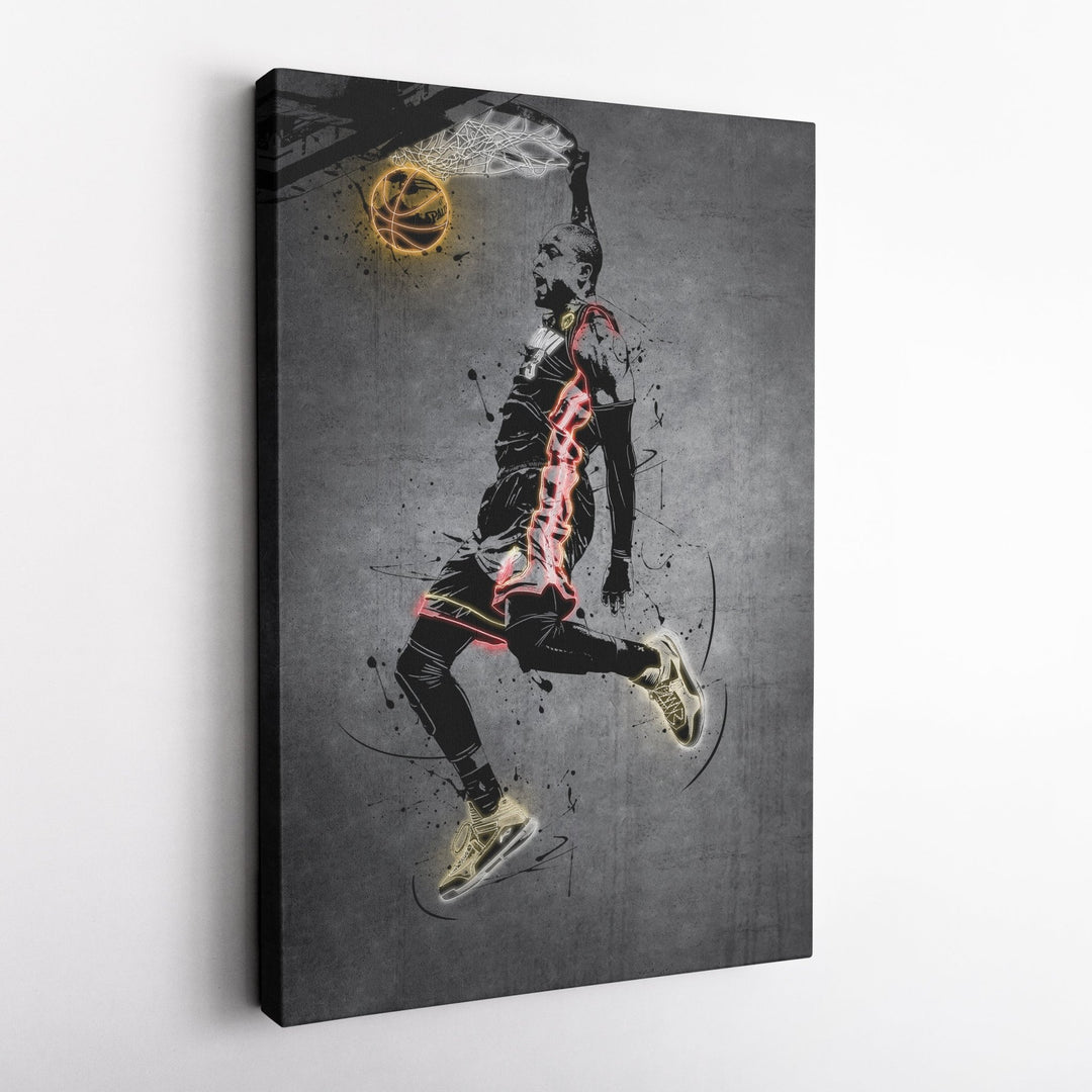 Dwyane Wade Neon Canvas Art | Modern Wall Decor for Heat Fans - CanvasNeon