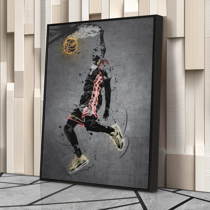 Dwyane Wade Neon Canvas Art | Modern Wall Decor for Heat Fans - CanvasNeon