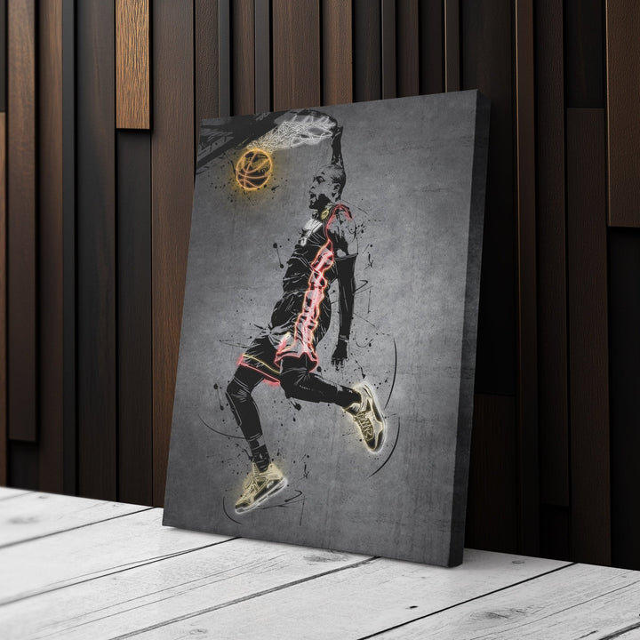 Dwyane Wade Neon Canvas Art | Modern Wall Decor for Heat Fans - CanvasNeon
