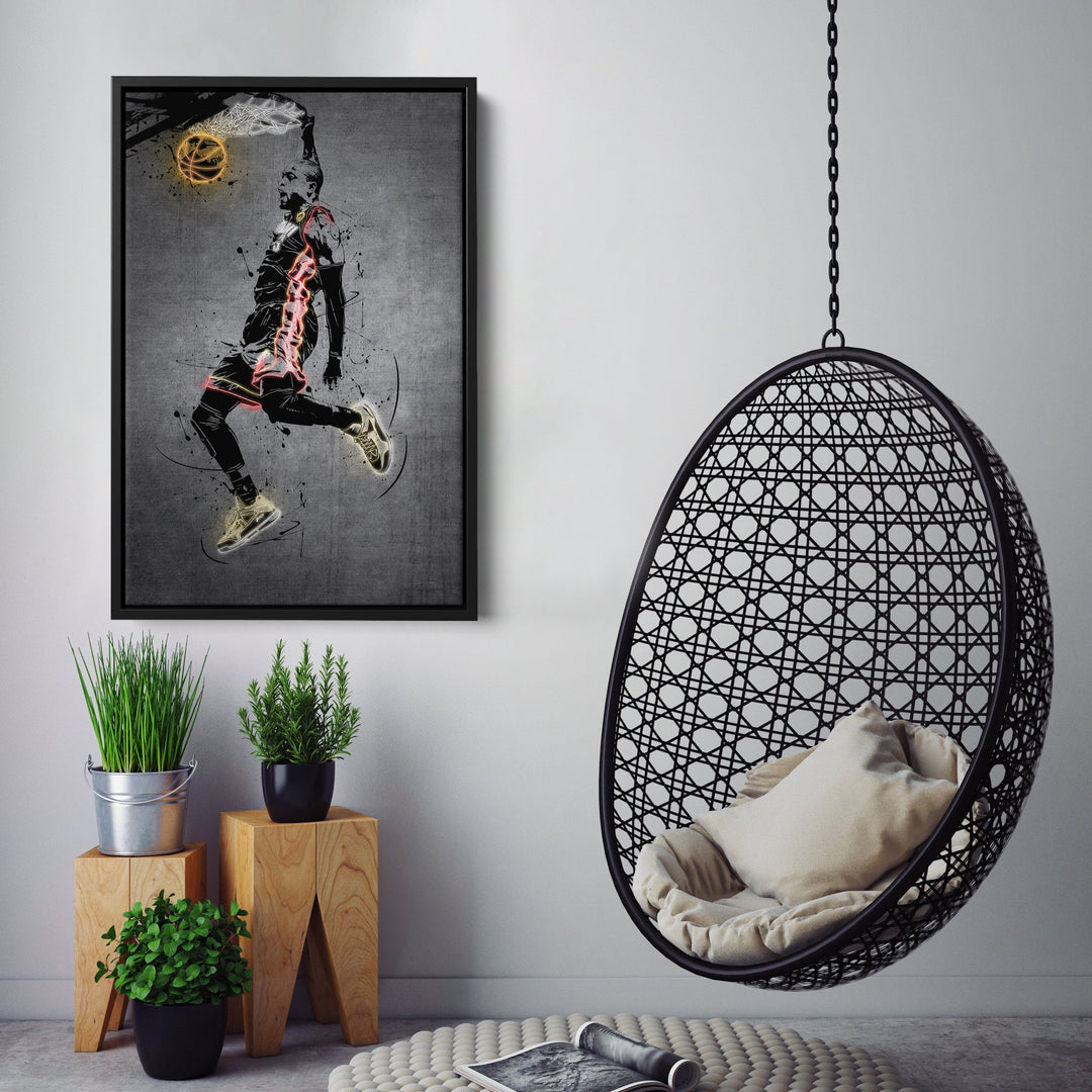 Dwyane Wade Neon Canvas Art | Modern Wall Decor for Heat Fans - CanvasNeon