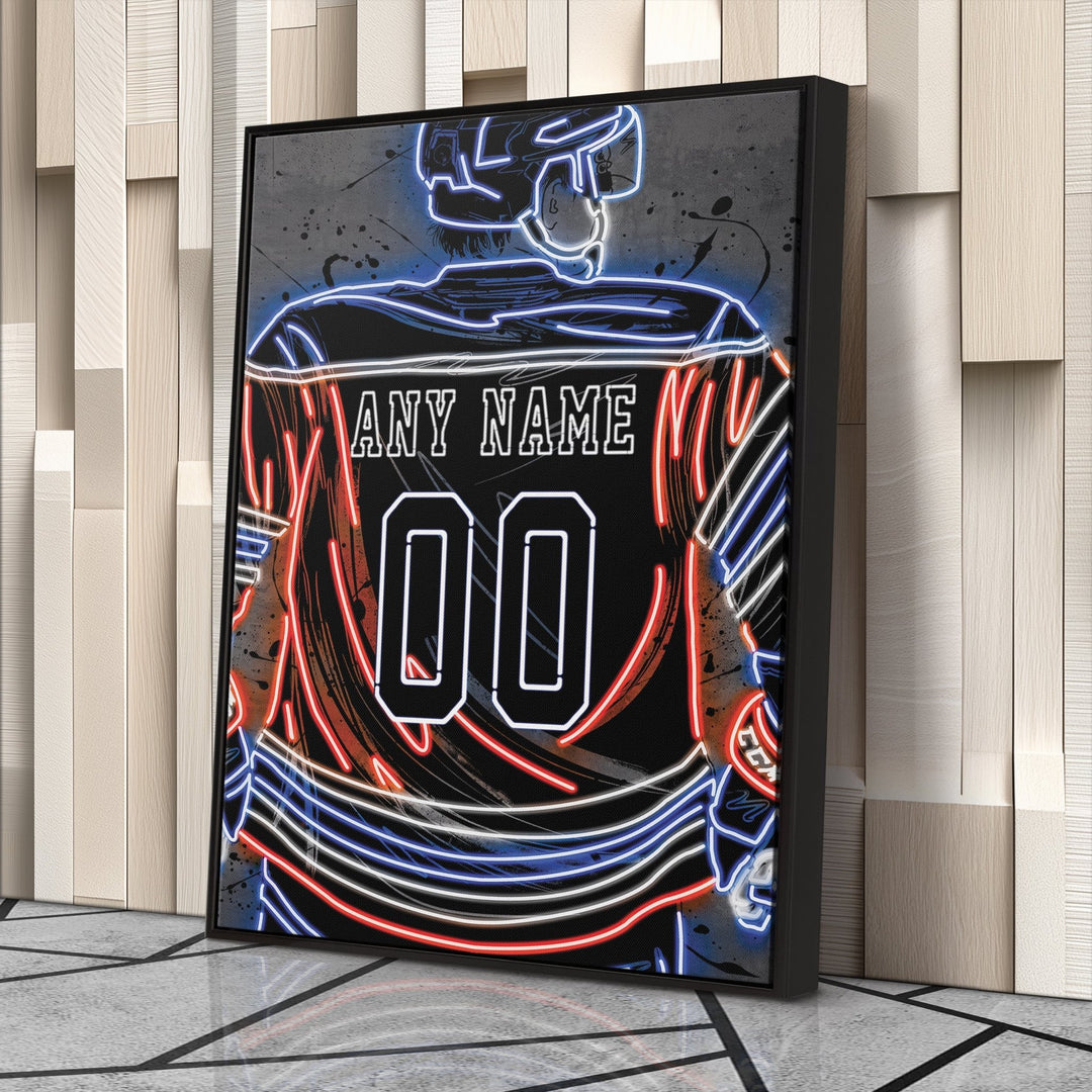 Edmonton Oilers Custom Jersey Canvas | Neon Wall Art - CanvasNeon