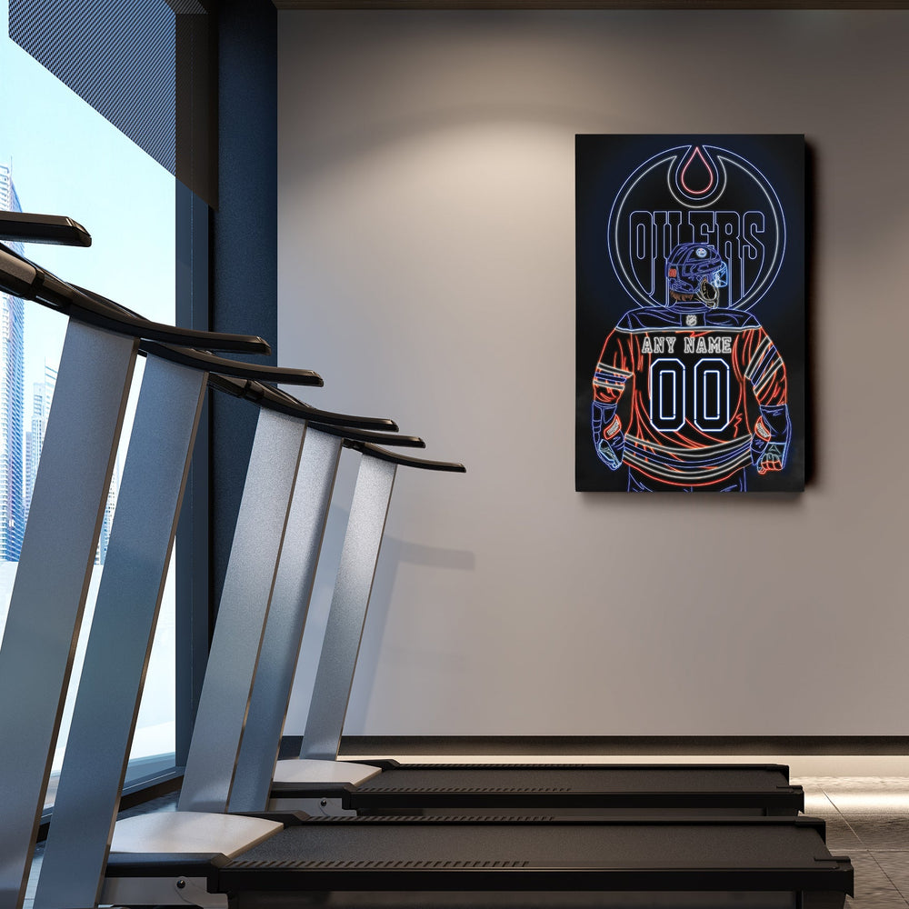 Edmonton Oilers Personalized Jersey Canvas | Neon Wall Art - CanvasNeon