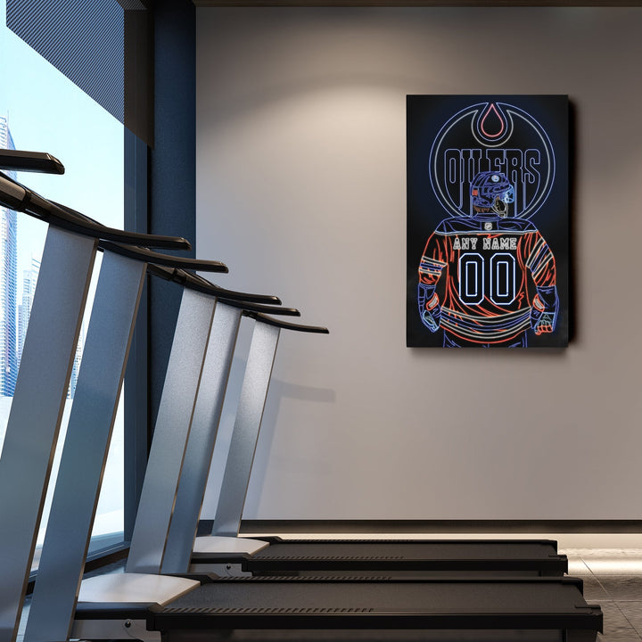 Edmonton Oilers Personalized Jersey Canvas | Neon Wall Art - CanvasNeon