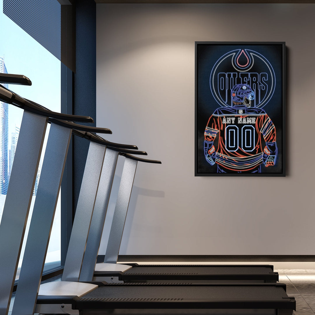 Edmonton Oilers Personalized Jersey Canvas | Neon Wall Art - CanvasNeon