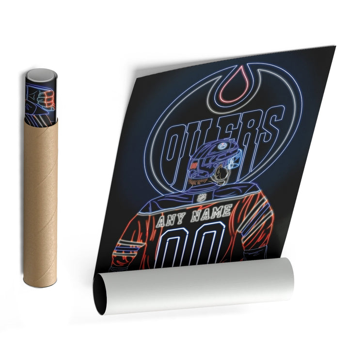 Edmonton Oilers Personalized Jersey Canvas | Neon Wall Art - CanvasNeon