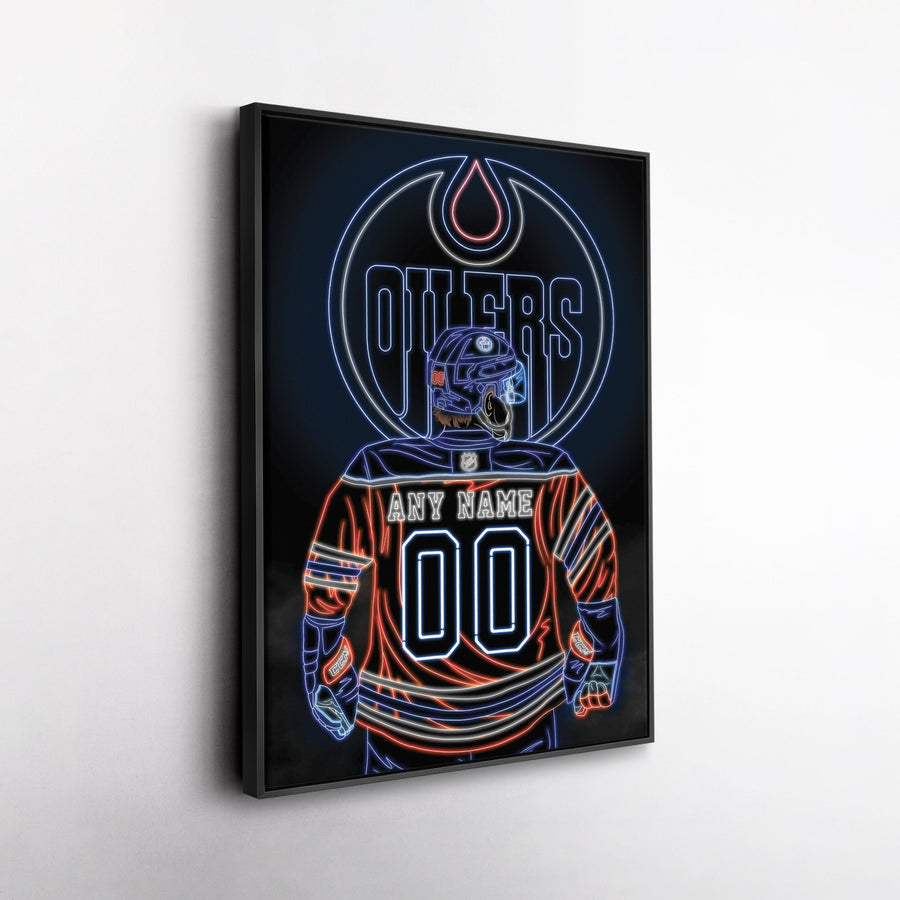 Edmonton Oilers Personalized Jersey Canvas | Neon Wall Art - CanvasNeon