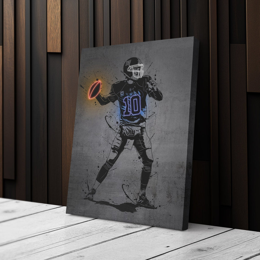Eli Manning Neon Canvas Art | Modern Wall Decor for Giants Fans - CanvasNeon