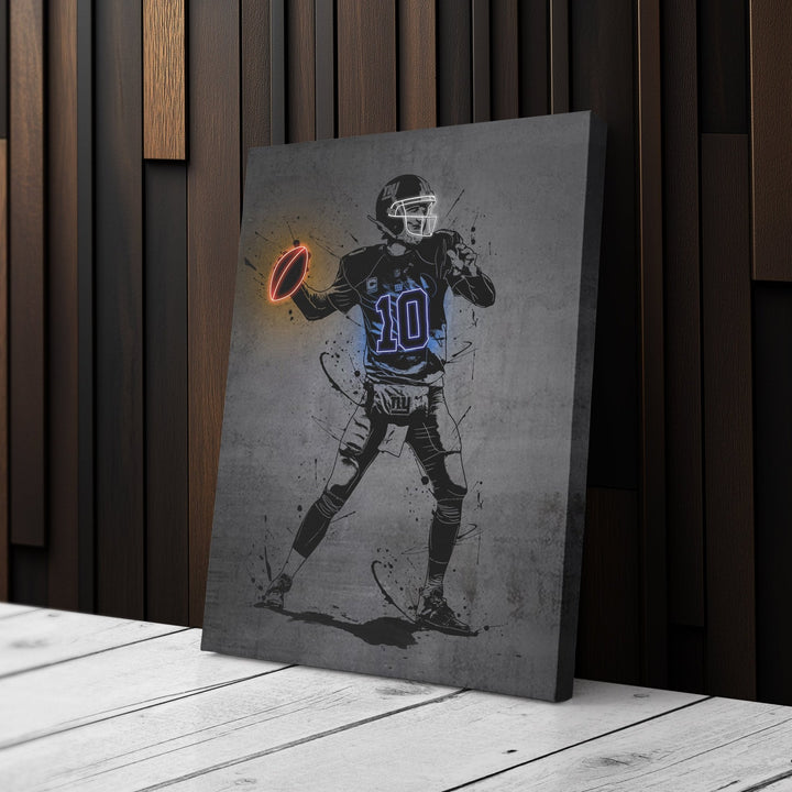 Eli Manning Neon Canvas Art | Modern Wall Decor for Giants Fans - CanvasNeon