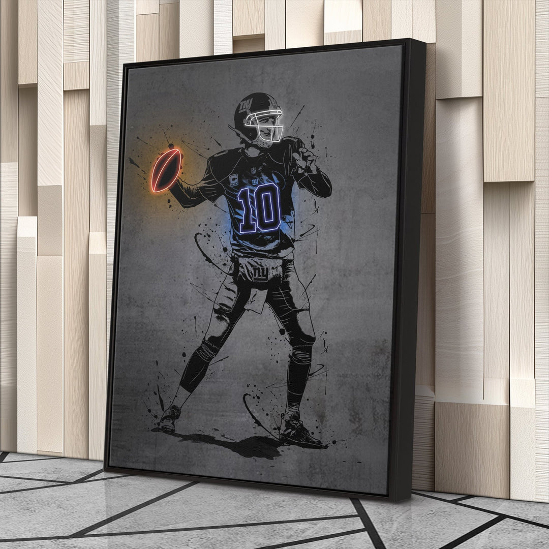 Eli Manning Neon Canvas Art | Modern Wall Decor for Giants Fans - CanvasNeon