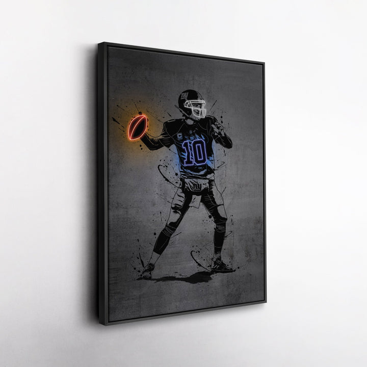 Eli Manning Neon Canvas Art | Modern Wall Decor for Giants Fans - CanvasNeon