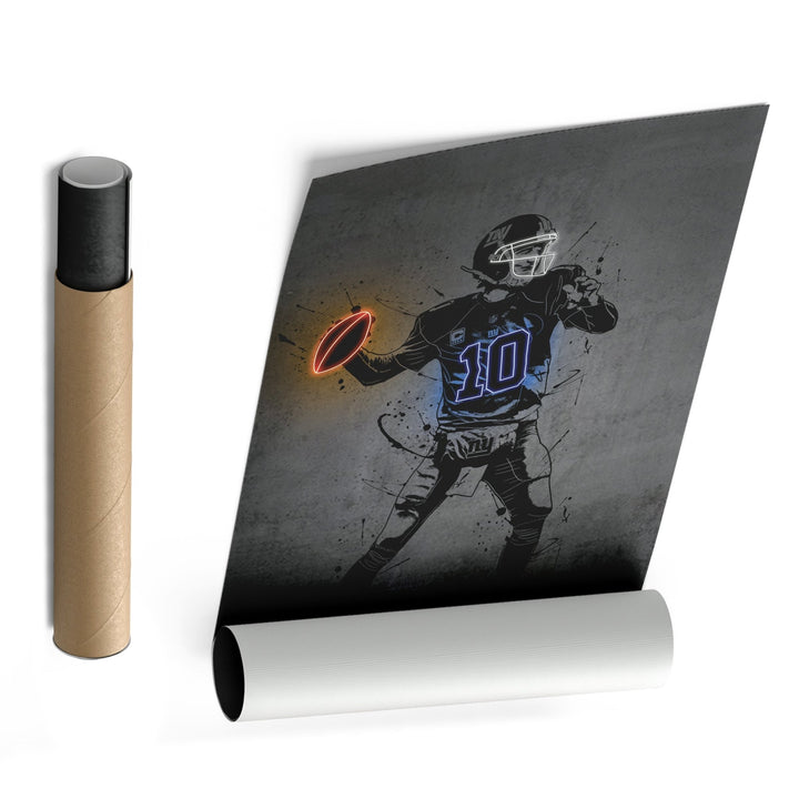 Eli Manning Neon Canvas Art | Modern Wall Decor for Giants Fans - CanvasNeon