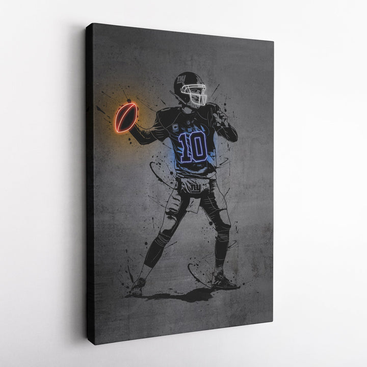 Eli Manning Neon Canvas Art | Modern Wall Decor for Giants Fans - CanvasNeon