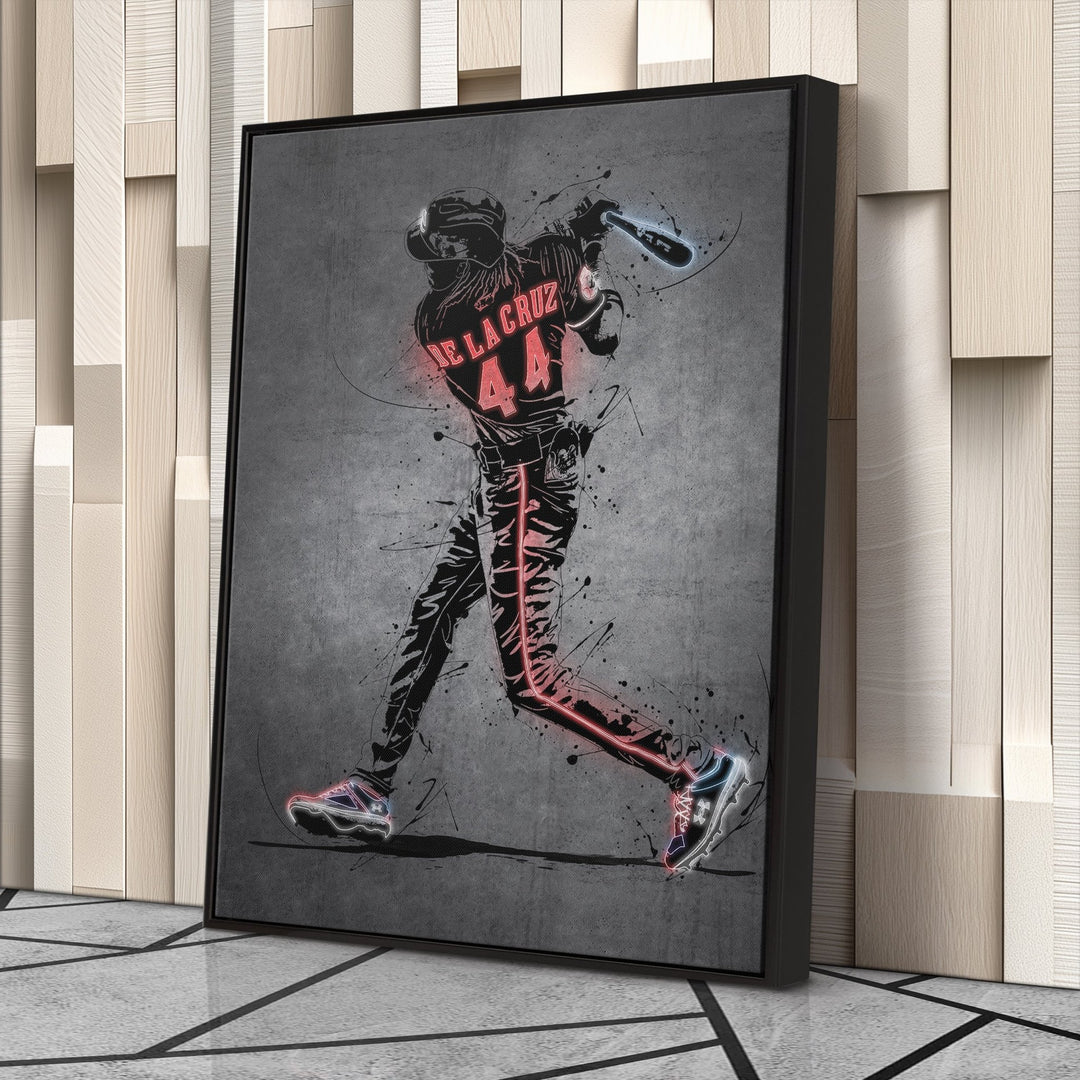 Elly De La Cruz Neon Canvas Art | Modern Wall Decor for Reds Fans - CanvasNeon