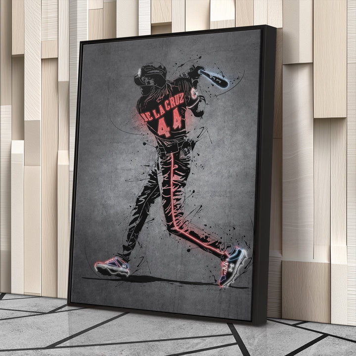 Elly De La Cruz Neon Canvas Art | Modern Wall Decor for Reds Fans - CanvasNeon