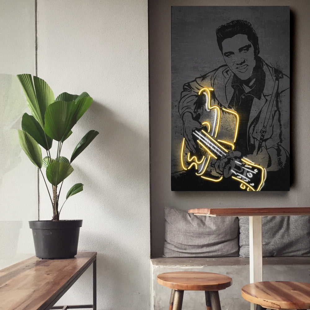 Elvis Presley Neon Canvas Art | Music Wall Decor - CanvasNeon