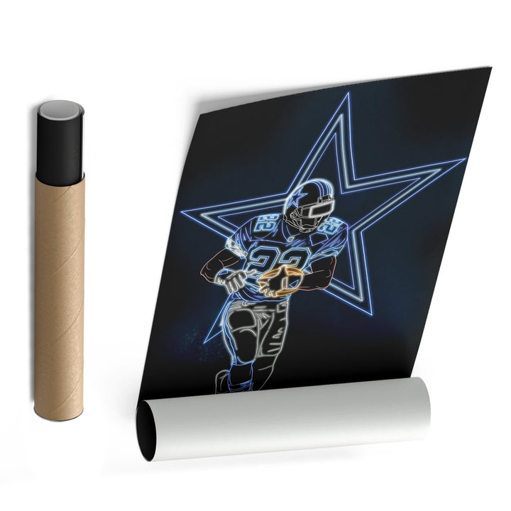 Emmitt Smith Neon Canvas Art | Cowboys Wall Decor - CanvasNeon
