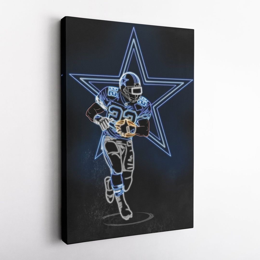Emmitt Smith Neon Canvas Art | Cowboys Wall Decor - CanvasNeon