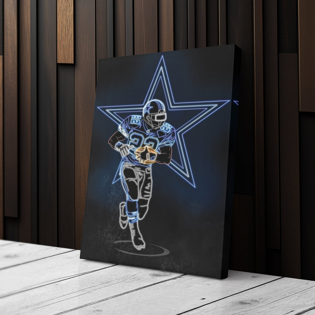 Emmitt Smith Neon Canvas Art | Cowboys Wall Decor - CanvasNeon