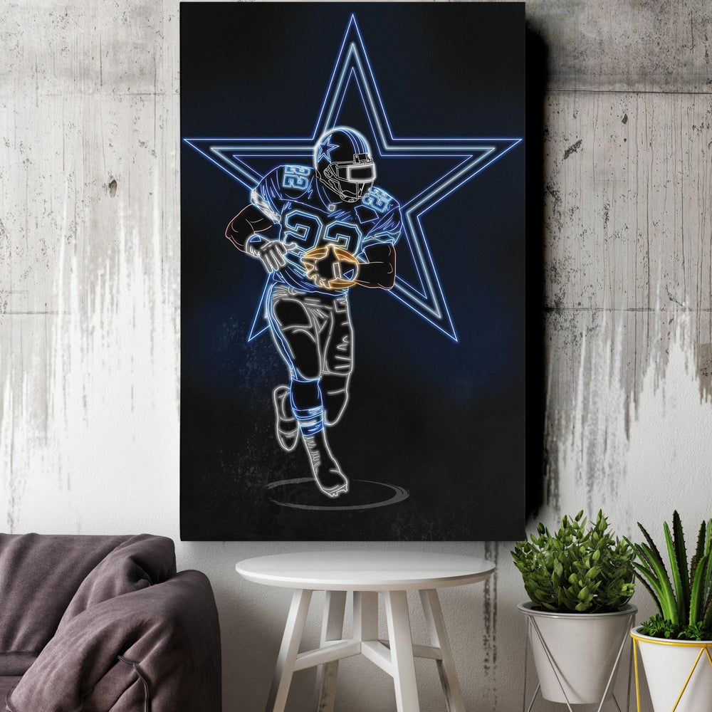 Emmitt Smith Neon Canvas Art | Cowboys Wall Decor - CanvasNeon
