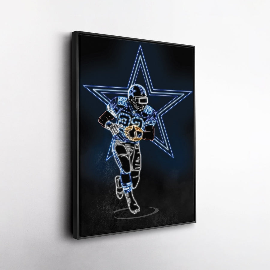 Emmitt Smith Neon Canvas Art | Cowboys Wall Decor - CanvasNeon