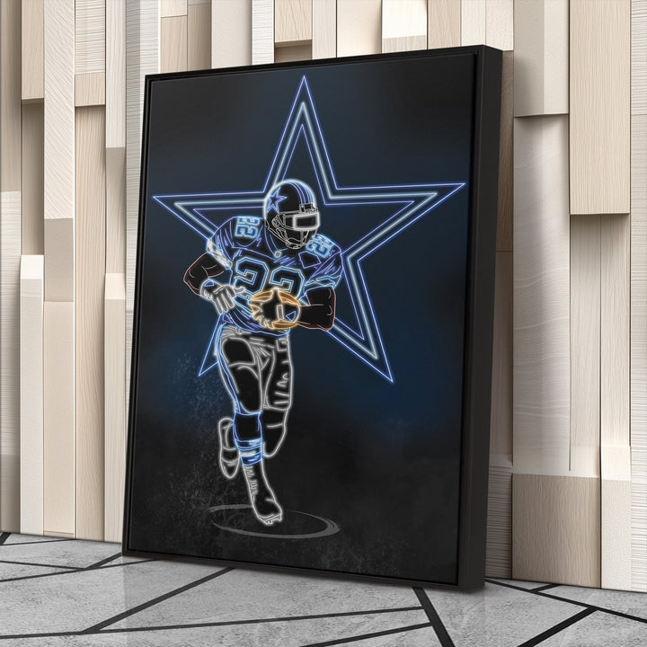 Emmitt Smith Neon Canvas Art | Cowboys Wall Decor - CanvasNeon