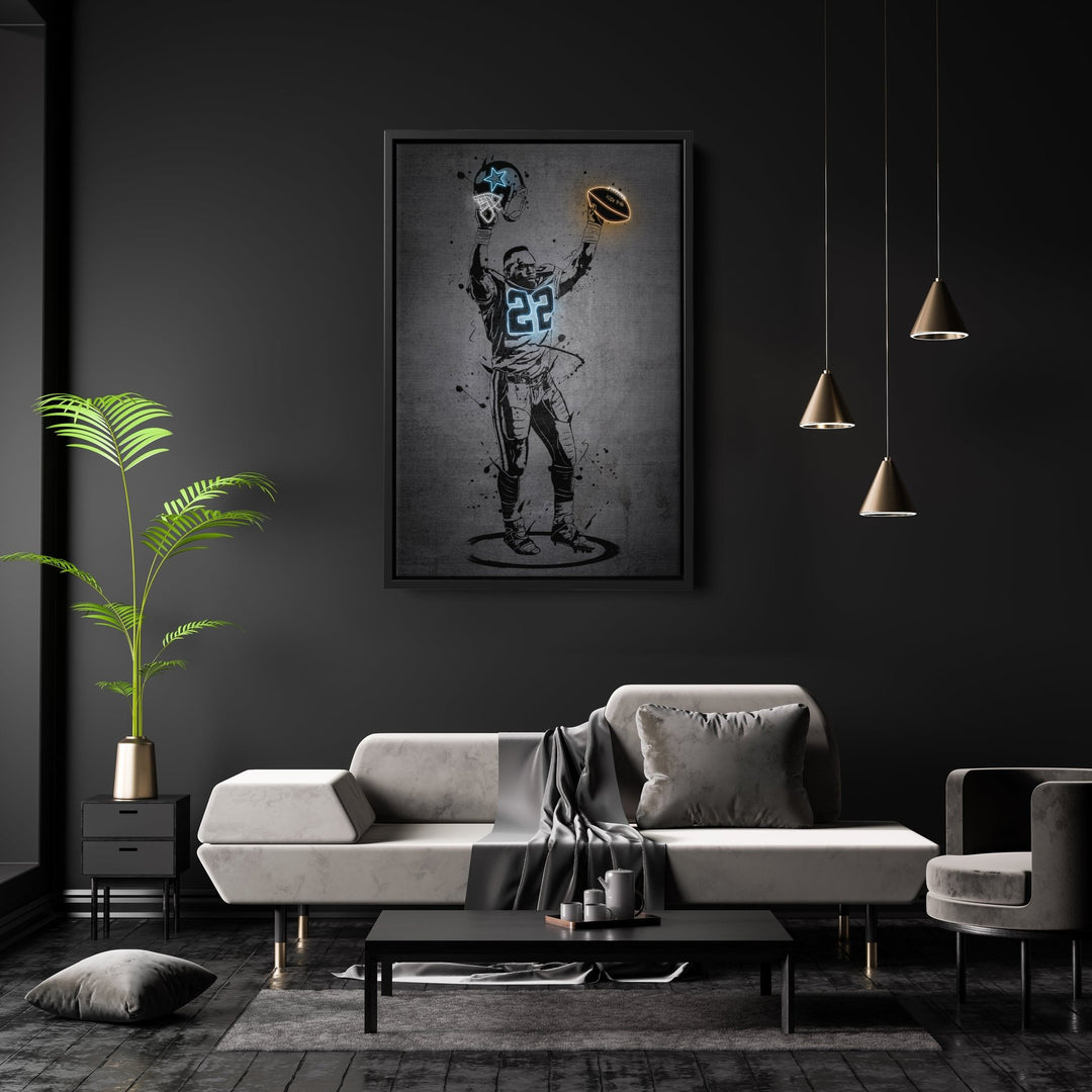 Emmitt Smith Neon Canvas Art | Modern Wall Decor for Cowboys Fans - CanvasNeon