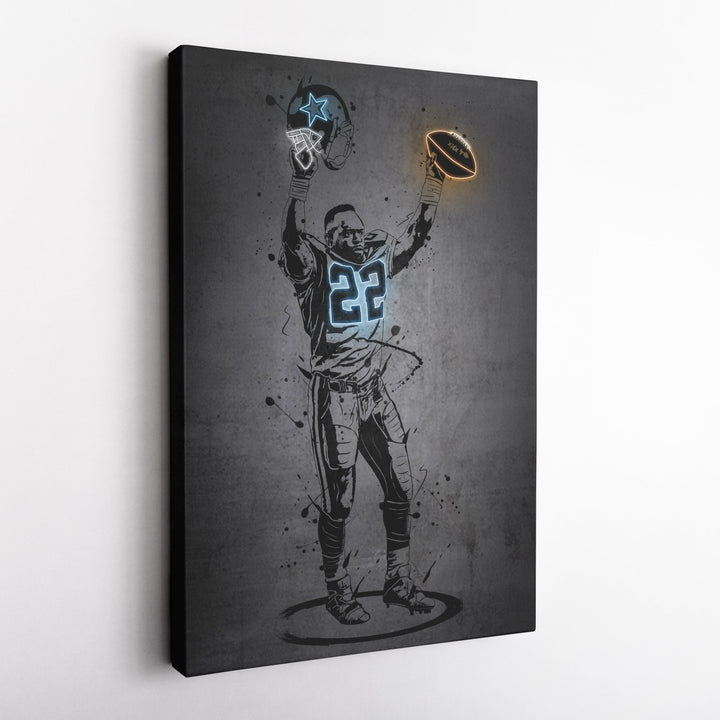 Emmitt Smith Neon Canvas Art | Modern Wall Decor for Cowboys Fans - CanvasNeon