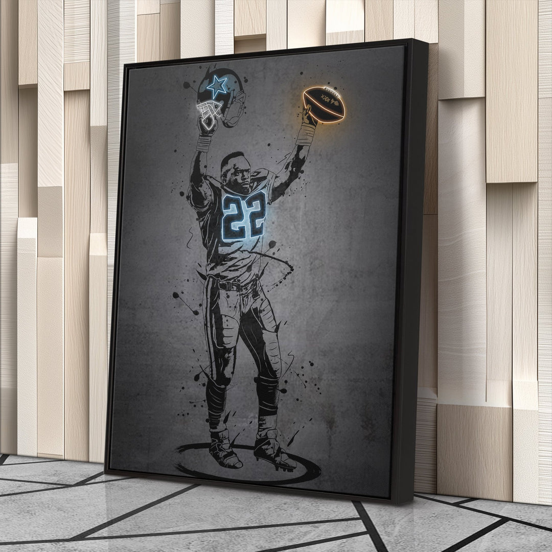 Emmitt Smith Neon Canvas Art | Modern Wall Decor for Cowboys Fans - CanvasNeon