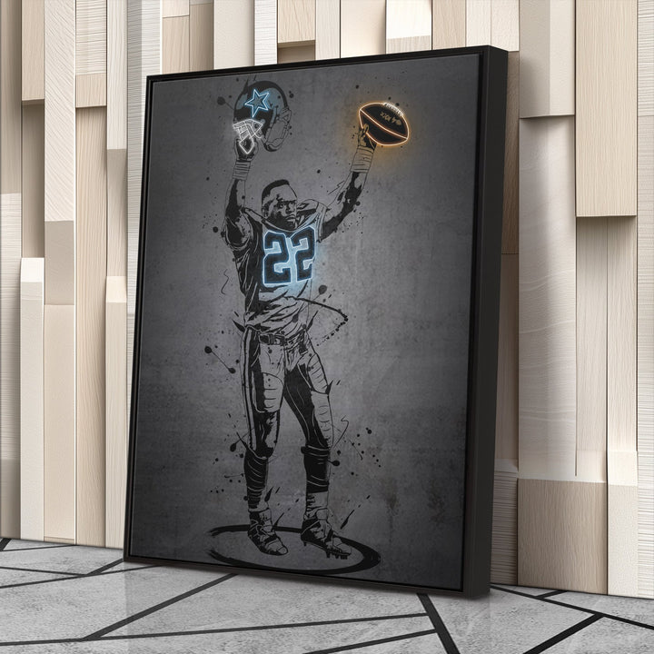 Emmitt Smith Neon Canvas Art | Modern Wall Decor for Cowboys Fans - CanvasNeon