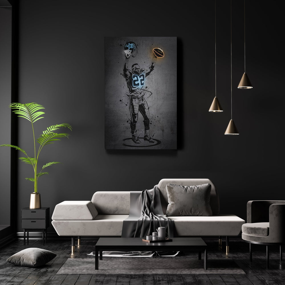 Emmitt Smith Neon Canvas Art | Modern Wall Decor for Cowboys Fans - CanvasNeon